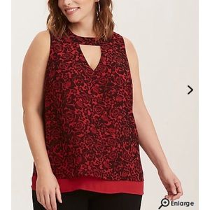 Torrid Floral Print Georgette Mock Neck Tank